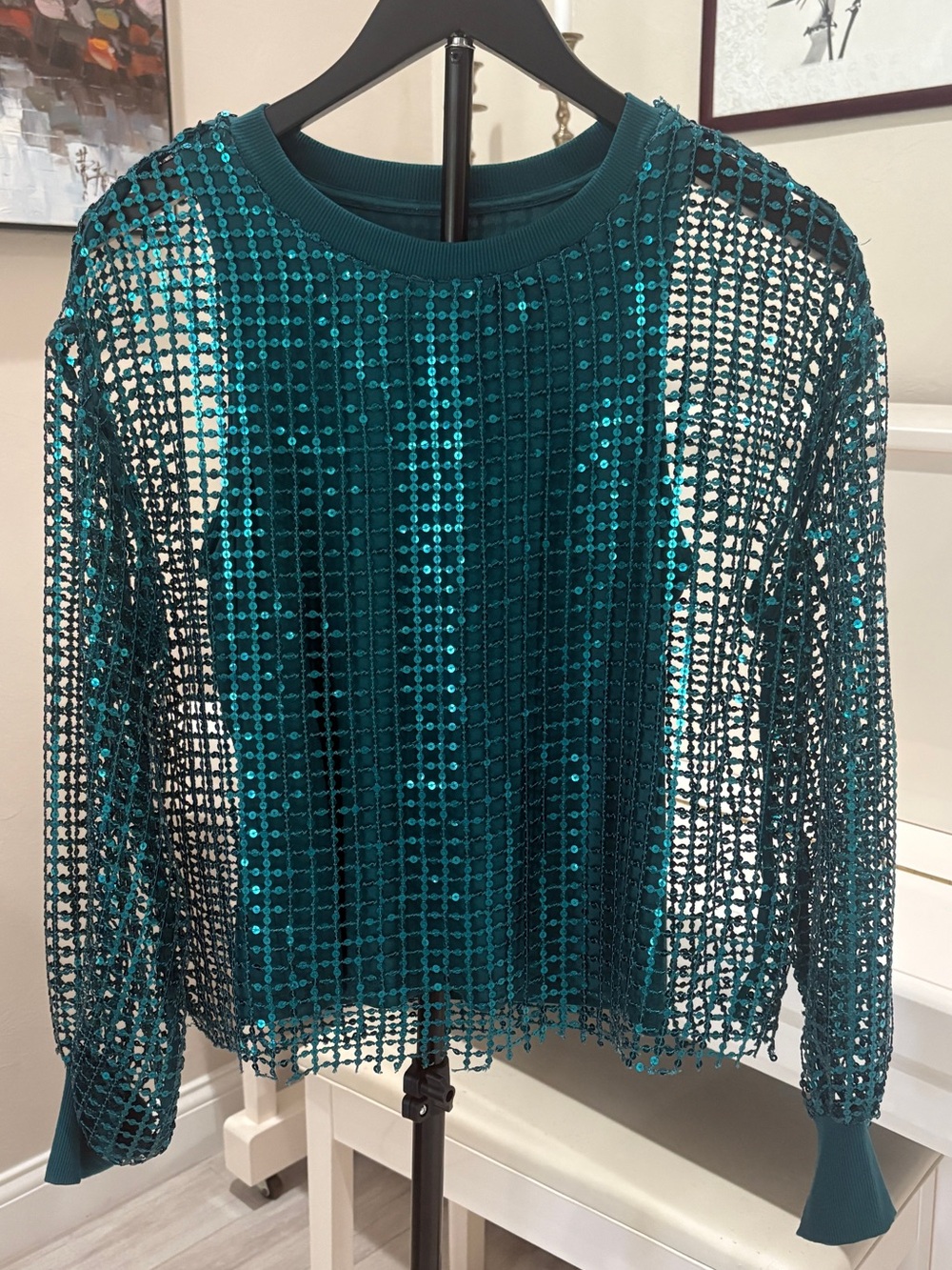 Anthropologie Pilcro Holiday Two-Layer Sequin Top